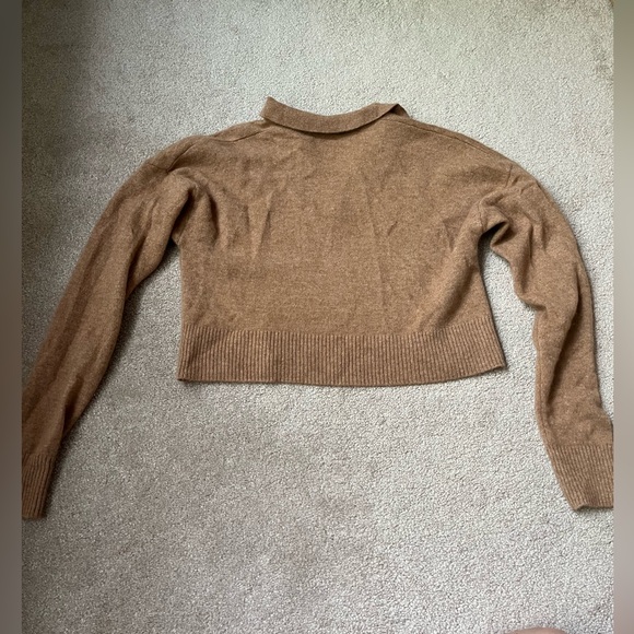 Reformation Cropped Cashmere Polo Sweater tan Small - Picture 10 of 10